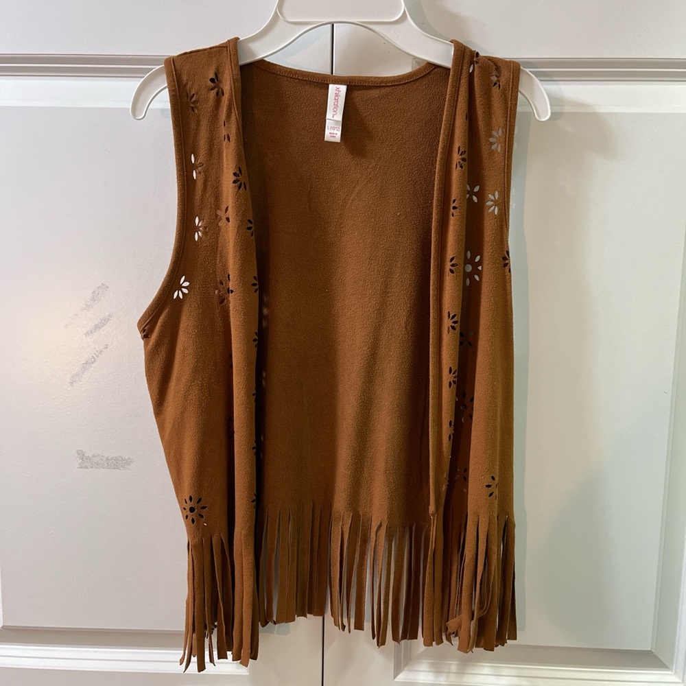 Brown Sleeveless Vest with Fringe